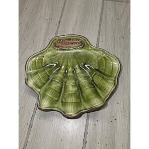 Vintage Treasure Craft Green Sea World Seashell Soap Trinket Dish USA Made